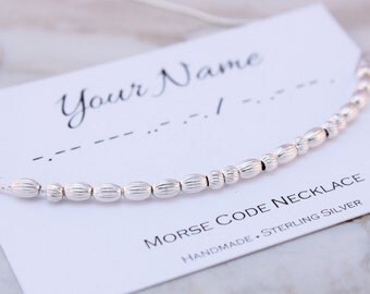 Morse Code necklace Custom name necklace provide a name Sterling Silver dainty unique personalized Christmas gift for her Birthday gift
