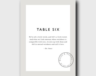 Table Numbers 1 - 10 with love quotes & custom stamp | DIY print | Wedding numbers