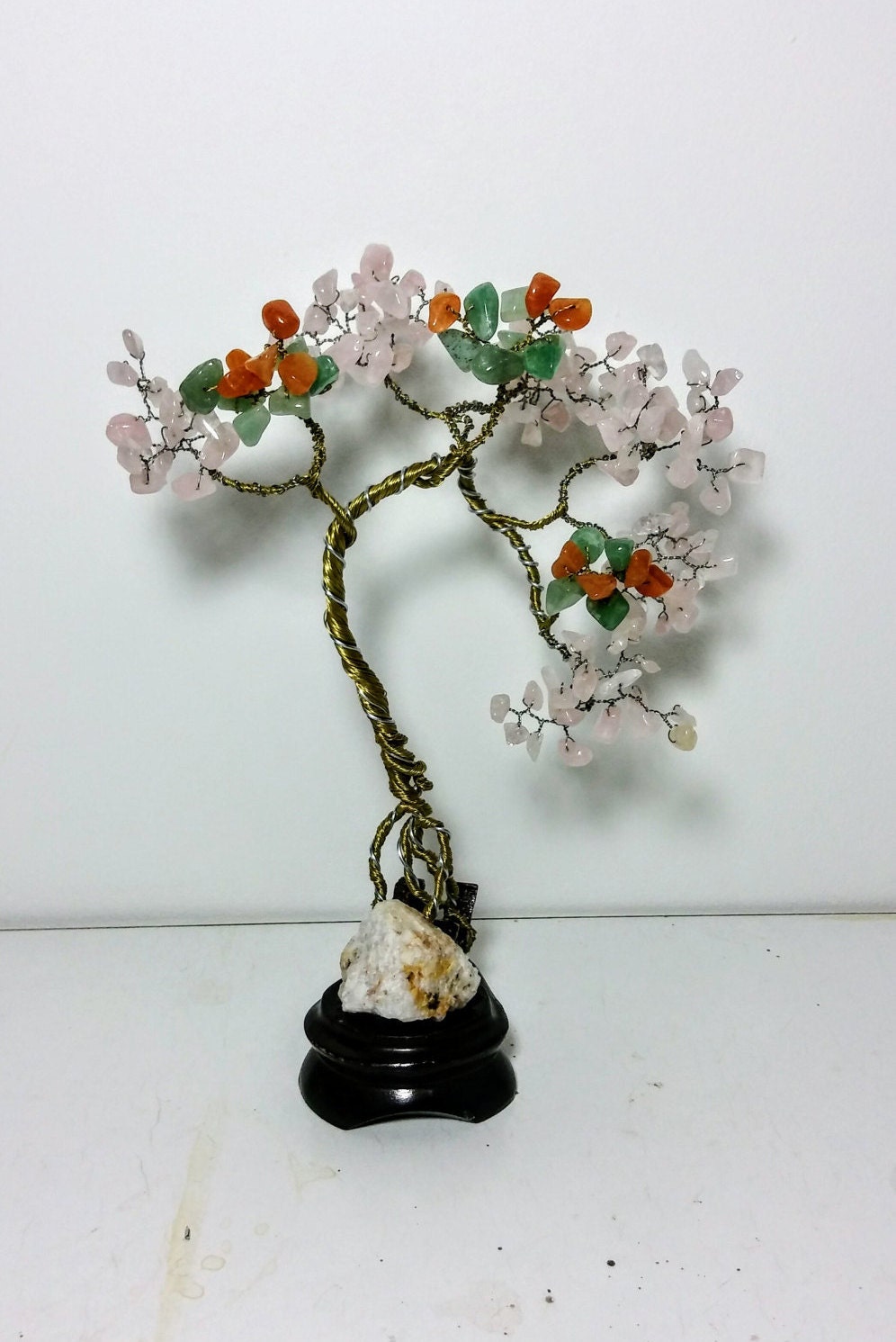 Small gemstone wire bonsai tree of life yellow wire tree