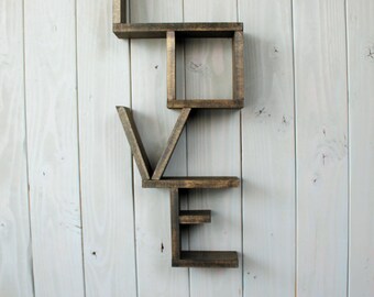 Rustic love shelf - handmade shelf - wood shelf - Wood shelving - home decor - rustic decor - rustic shelf -nursery decor - country decor