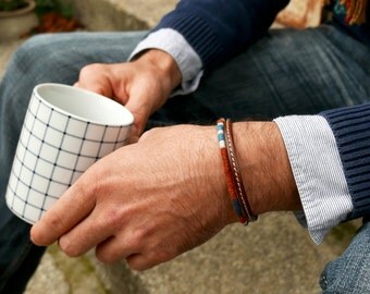Gift for men, Mens bracelet, Mens jewelry, Boyfriend gift, Mens gift, Bracelet for men, Leather bracelet, Boho bracelet, Blue bracelet