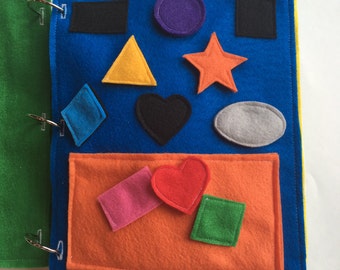 Shape Matching Quiet Book Page; Quiet Book Toddler, Busy Book, Travel Activity, Childrens Books, Gift for Kids, Early Learning, Felt Book
