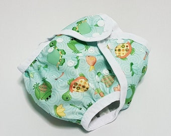 Cloth diaper cover | AI2 | all in two | one size | newborn | prefold | flat | fitted | soaker | nappy wrap | boy girl | turtles & frogs