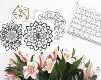 mandala stickers for bullet journals and planners - colorable - 3.5 inches