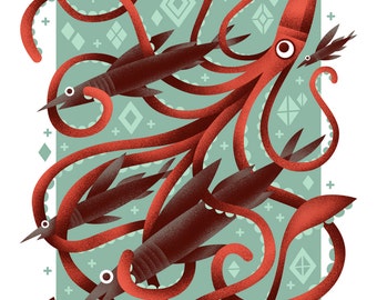 Giant Squid - Archival Digital Print - 11x14 or 16x20