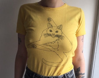 Cat licking butt tee / feminist tshirt / funny shirt / smash the patriarchy / vegan