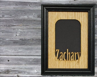 Personalized Name Picture Frame, School Picture Frame, Grandkids Frame, Grandparent Gift, Rustic Custom Laser Engraved Wood Frame