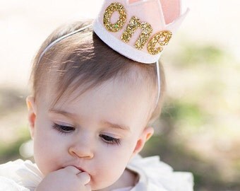 First Birthday Crown || Girl Blush Birthday Crown || 1st Birthday Crown || Blush Birthday Crown || Smash Cake || Blush Crown