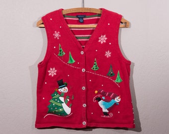 Ugly Christmas Sweater, Ugly Christmas Vest, Vintage Christmas Sweater, Vintage Christmas Vest, Kitschy Christmas