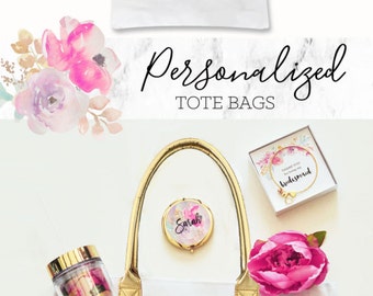 Bridesmaid Tote Bags Personalized Tote Bag Personalized Bridesmaid Bags Bridal Party Tote Bags Bridesmaid Gift Bags (EB3162BPW)