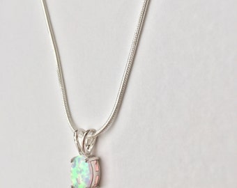 Opal necklace, white fire opal pendant, silver opal necklace, 925 silver opal pendant, bridal necklace, bridal pendant, white fire opal