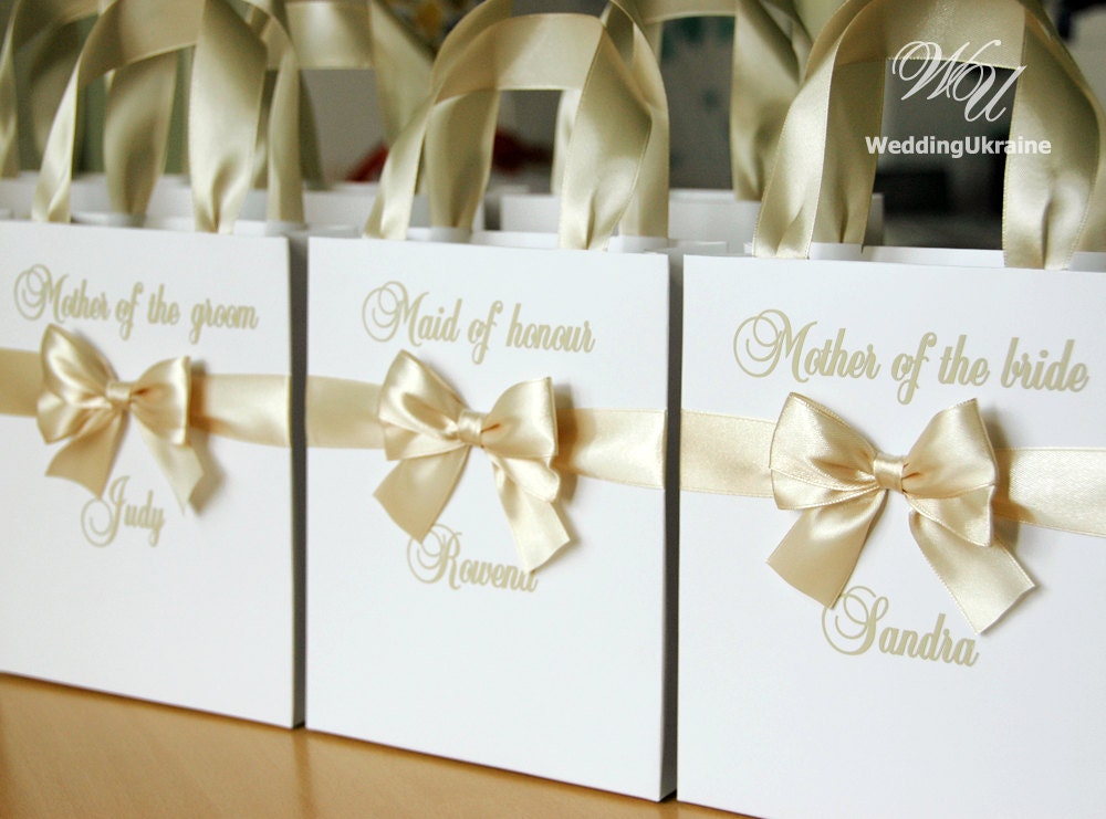 Chic Champagne Gift bags Bridal Party Personalized bag with