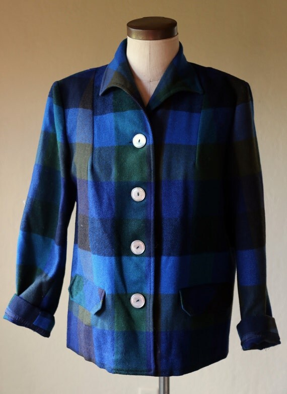 Womens Vintage Pendleton 49er Style Button down Wool Jacket