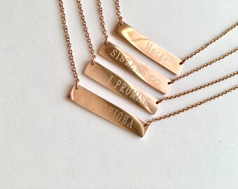 Beridesmaids gift discount,Gold Bar Necklace, Bridesmaid Gift,Initial necklace, Gift, Rose Gold Necklace, Rose Gold Bar Necklace