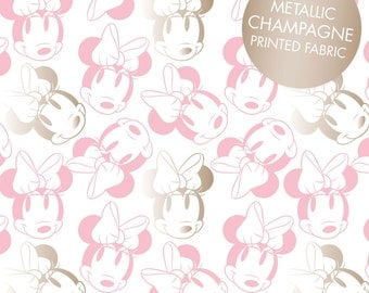 Disney Fabric Minnie Mouse Fabric Camelot Fabric Metallic Fabric Pink Minnie Mouse Outlines Fabric
