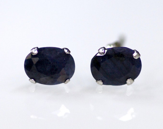 Sapphire earring, stud earring, gold earring, silver earring, blue stone earring, gift for her, gold sapphire earring