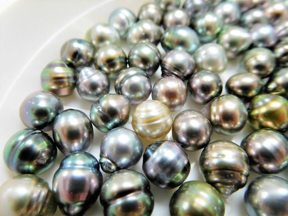 7-8mm Light Multi-Color Circle-Baroque Tahitian Loose Pearls