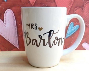 Personalized Mrs Coffee Mug Custom Mrs Mug Future Mrs Mug Fiance Gift for Her Engagement Bridal Shower Bride to Be Bachelorette Wedding Gift