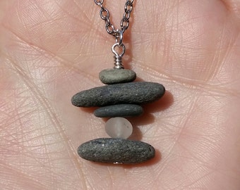 Beach rock Cairn necklace