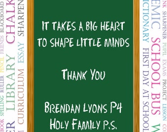Personalised Teacher / Classroom assistant Thank You Print.