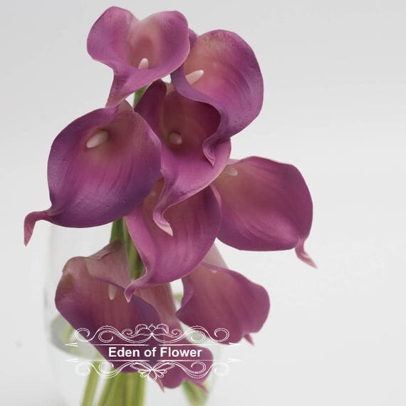 Real Touch Purple Calla Lily for Wedding Bridal Bouquet
