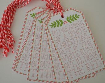Christmas Wine Tags - Wine Bottle Gift Tags - Christmas Gift Tags