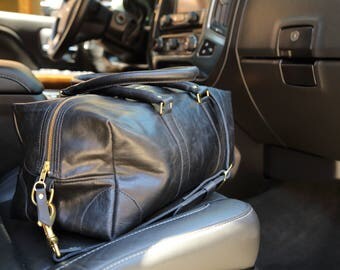 Black Leather Overnight Bag