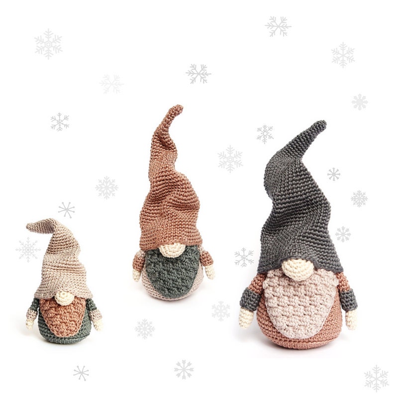 Download Set of 3 Sizes Christmas GNOMES Crochet Patterns