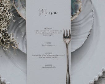 Calligraphy style wedding menu card. Wedding Menu template. Personalised Dinner Menu. Wedding Place Setting