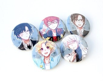 Mystic Messenger 1.5" Button Set: Jumin, Jaehee, Yoosung, Seven, Zen