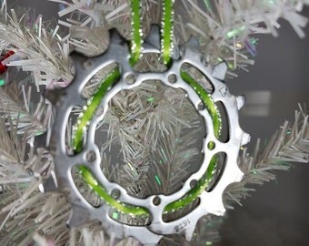 Bicycle Ornament, Bicycle Christmas Ornament, Bicycle Gear Holiday Ornament, Recycled Bicycle Holiday Ornament, Gift for Her, Gift for Him