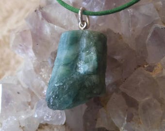 Raw emerald gemstone pendant, crystal healing, chakra, reiki, healing crystals, rocks, gems, minerals, pagan, wicca, shaman, wiccan, cab