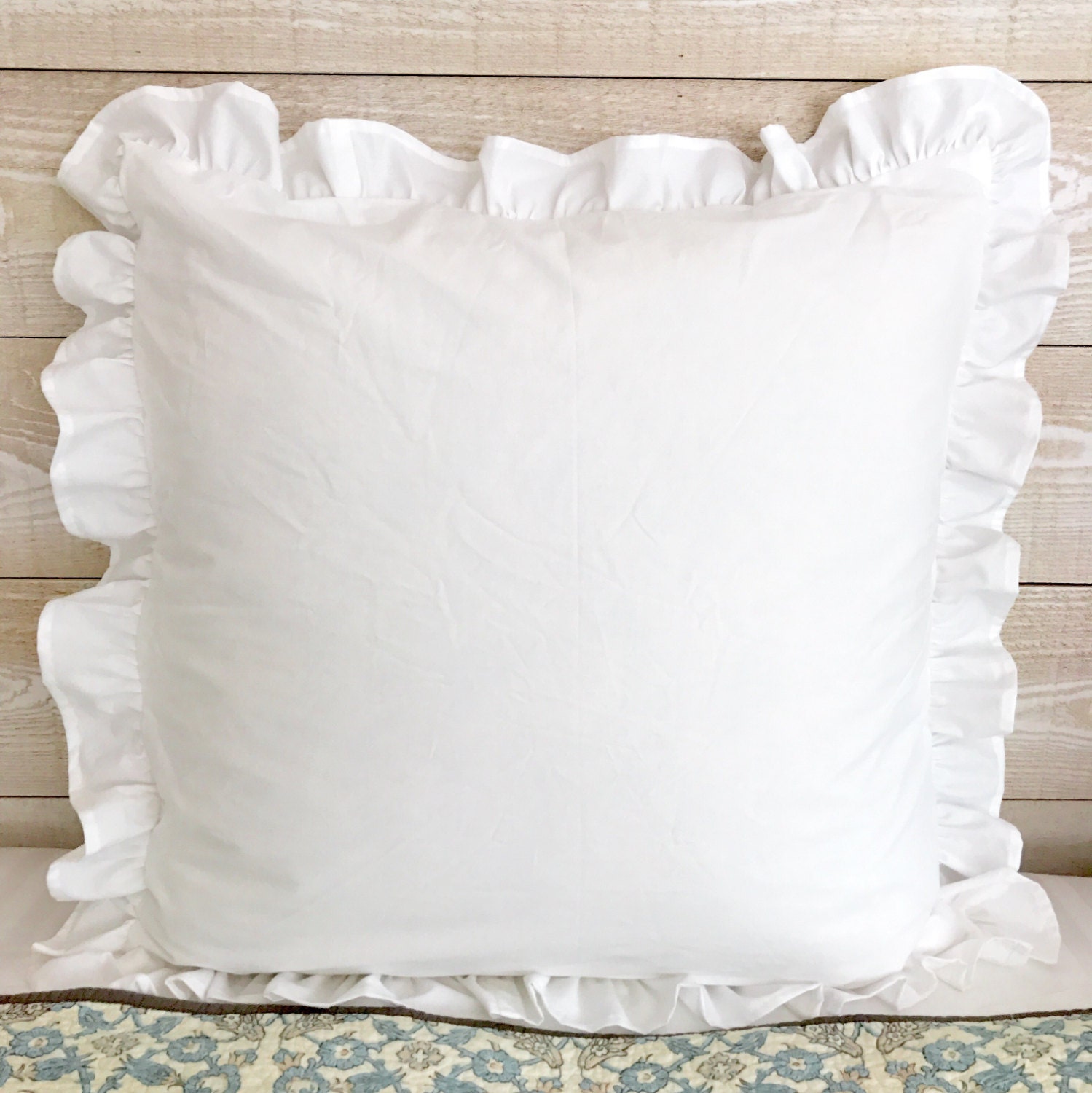 Cotton Ruffled Sham Cotton Ruffled Euro Pillow Cover White