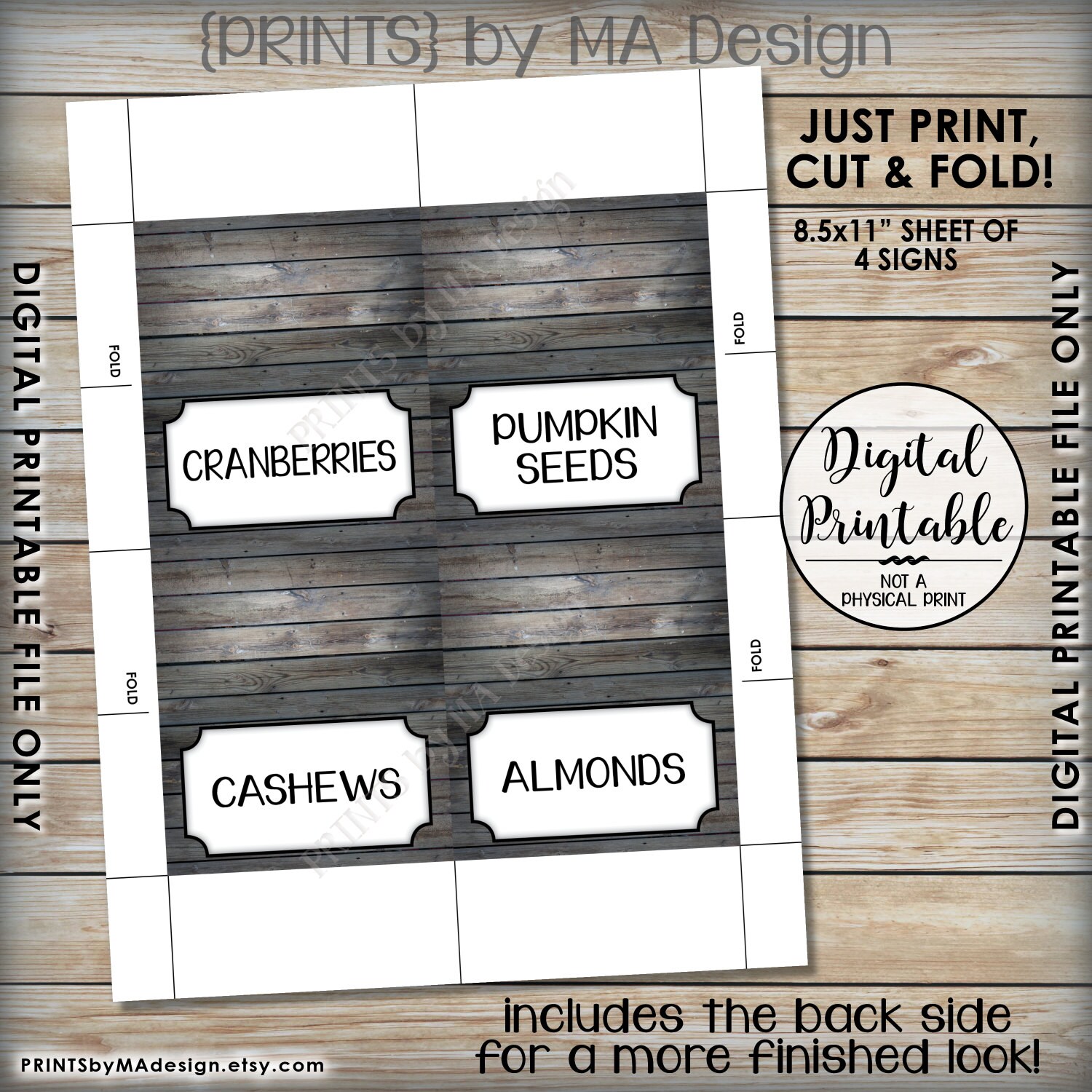 Trail Mix Bar Labels, Trail Mix Ingredients, Build Trail Mix Mini Menu