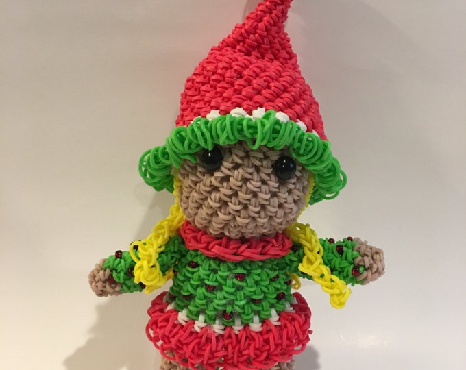 Elf Boy/Girl Rubber Band Figure, Rainbow Loom Loomigurumi, Rainbow Loom Holiday