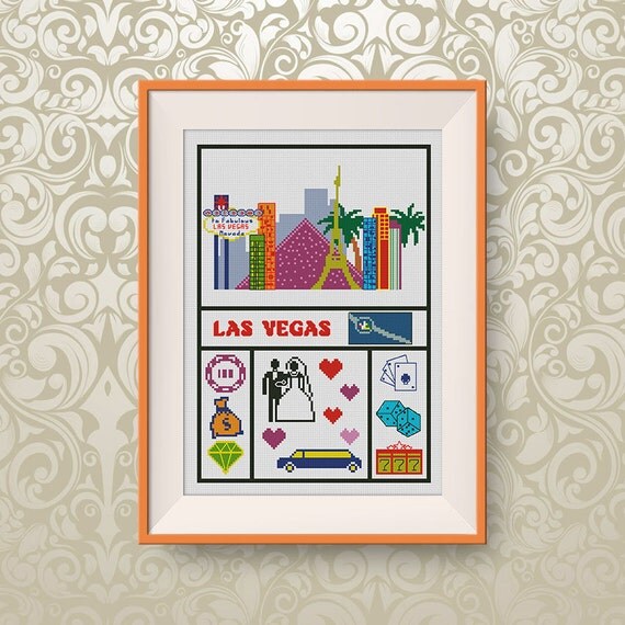 BUY 2 GET 1 FREE Las Vegas cross stitch pattern Travel