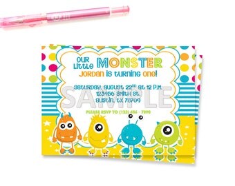 Monster Birthday Party Invitation, Little Monster Birthday Party Invitation, Monster Birthday Party, Printable Monster Birthday Party Invite