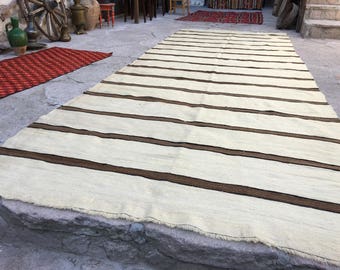 Vintage Rustic Anatolian Kilim Rug / 5'6''x 14'5'' ft /4.40 x 1.68 mt