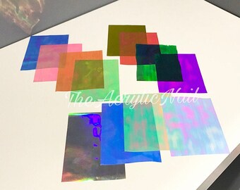 Nail Art Shatter Film Paper Iridescent Holographic Sheets Bundle of 4 Japanese Nail Art Deco Nail Art Accessories Multi-chrome Rainbow