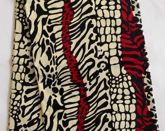African Print Fabric/ Ankara - Cream & Red 'Wild Thang', YARD or WHOLESALE