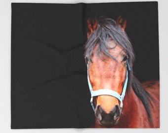 Horse Blanket | Proceeds to Charity | Horse Decor | Animal Blanket | Black Blanket | Fleece Blanket | Soft Throw Blanket | Horse Home Decor