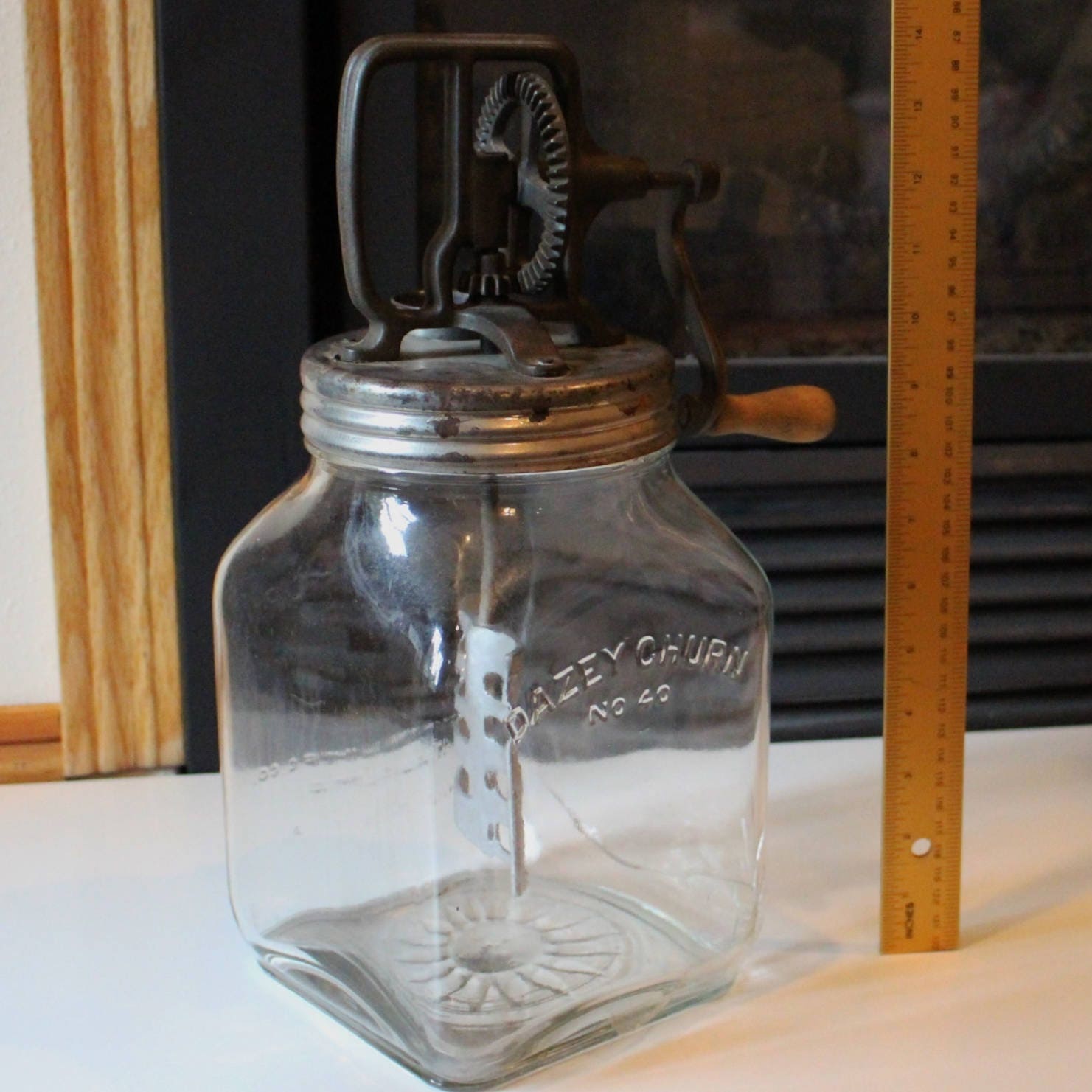 Antique Dazey Glass Jar Butter Churn JAR BROKEN No 40 4 Quarts