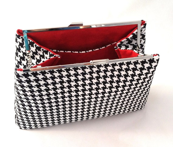 black and white houndstooth purse