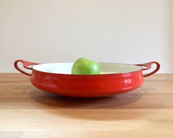 Vintage Dansk Kobenstyle Red Enamel 10" Paella Pan | Dansk Designs Denmark IHQ