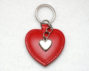 Womens gift|for|her Leather keychain Womens keychains Womens key chain Red Keyring Red Heart Leather keyring wife gift womens key organizer