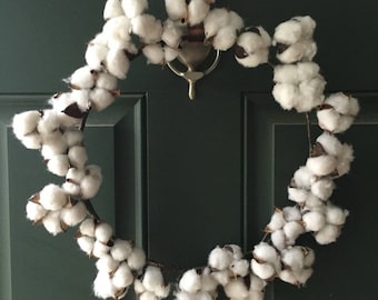 Farmhouse Style cotton Wreath 14" Rustic Cotton Wreath Simple Rustic Farmhouse Style Cotton Wreath