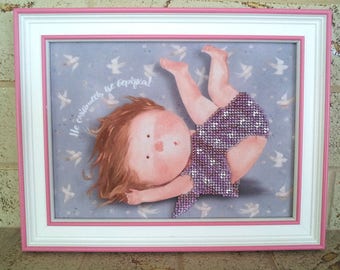 Kids Wall hanging. Children. Baby room wall hanging. Gapchinska. Little girl. Beaded embroidery.