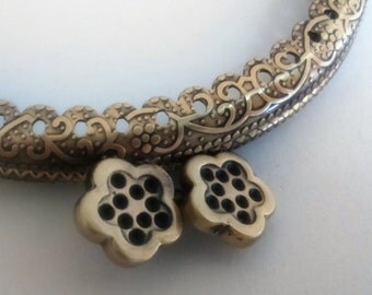 Bronze metal purse frame with sewing holes 8,5 cm 3.3 inches, supplies, flower decoration, spring coin purses, flower purse clasp, 1 unit