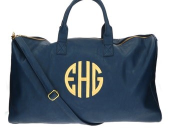 Monogram Luxe Duffel Bag- Weekender Navy