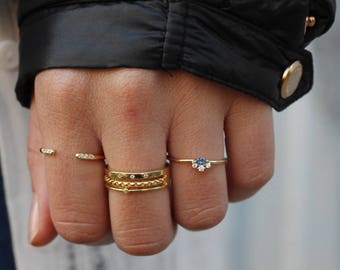 CROWN ring, dainty gold ring, blue stone gold ring, classical ring, blue cz ring, crown gold ring, blue stone ring